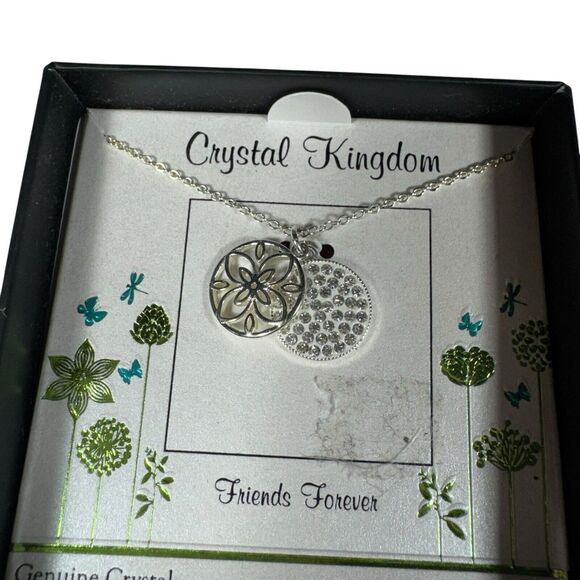 Crystal Kingdom Friends Forever Genuine Crystals Silver Plated Necklace Gift Box - Picture 3 of 4